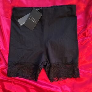 Lioness Black Lace Trim Bike Shorts